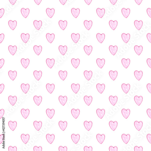 Watercolor seamless pattern.Watercolor hand painted seamless pattern of pink hearts for baby girl.