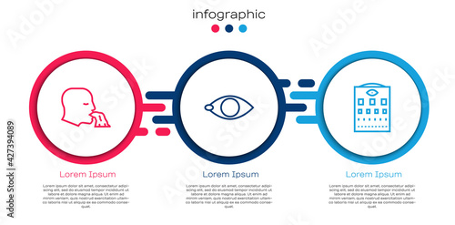 Set line Vomiting man, Blindness and Eye test chart. Business infographic template. Vector