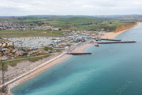 West Bay from the air near Bridport, Dorset photo