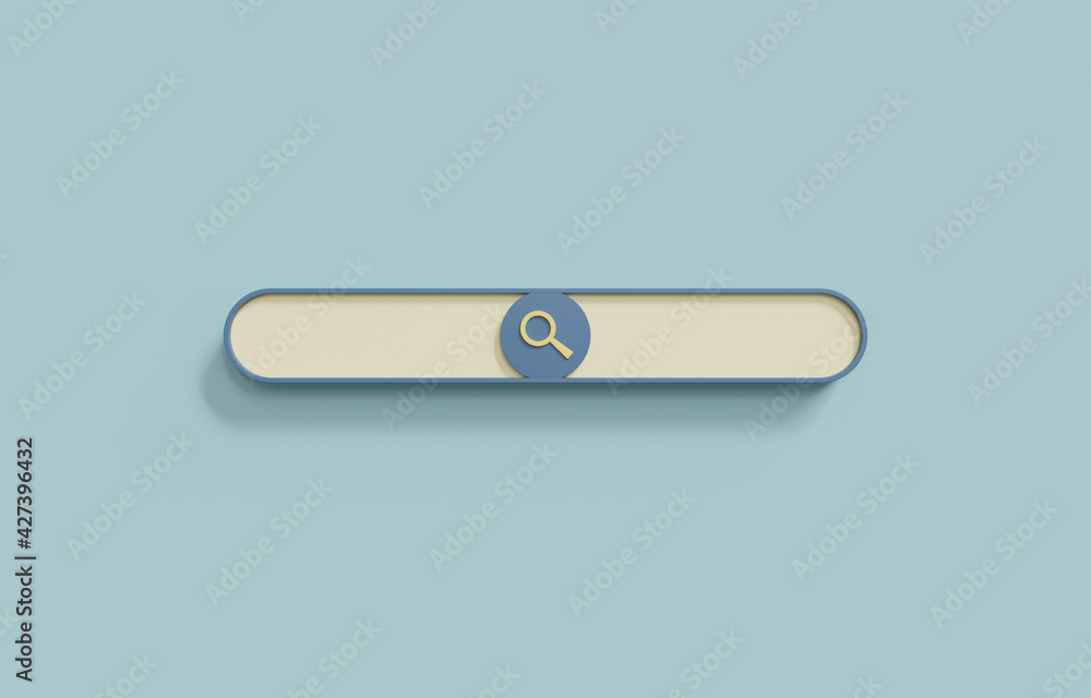 Minimal blank search bar on blue background. web search concept. 3d illustration. Minimal blank search bar on blue background. web search concept. 3d illustration.