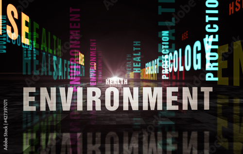 HSE health safety environment text abstract concept illustration