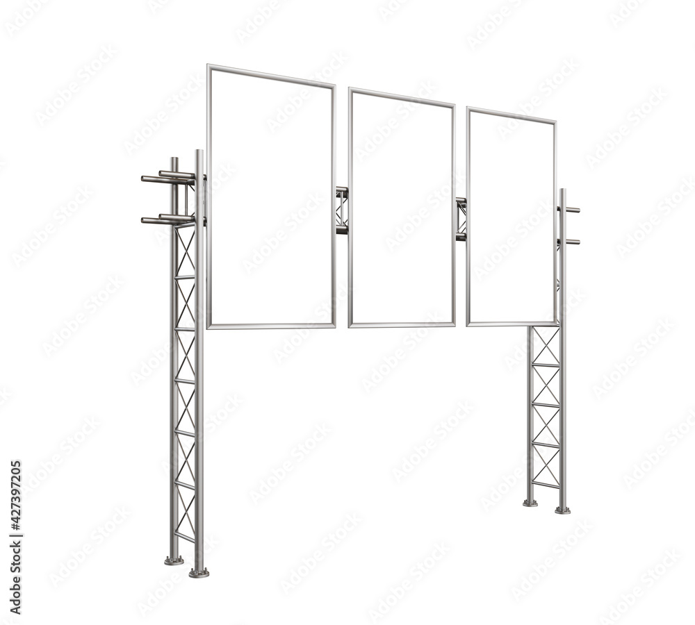 Blank billboard isolated on white background. Mockup for advertising banners or design. 3d illustration. Blank billboard isolated on white background. Mockup for advertising banners or design. 3d illustration.