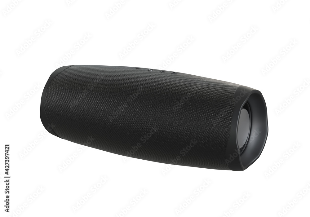 Black modern speaker isolated on white background. 3d illustration. Black modern speaker isolated on white background. 3d illustration.