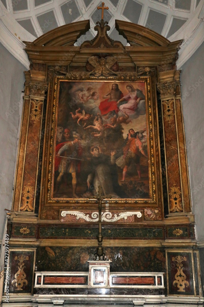 Napoli - Dipinto seicentesco del Martirio di San Pietro da Verona nella Basilica di Santa Maria alla Sanità