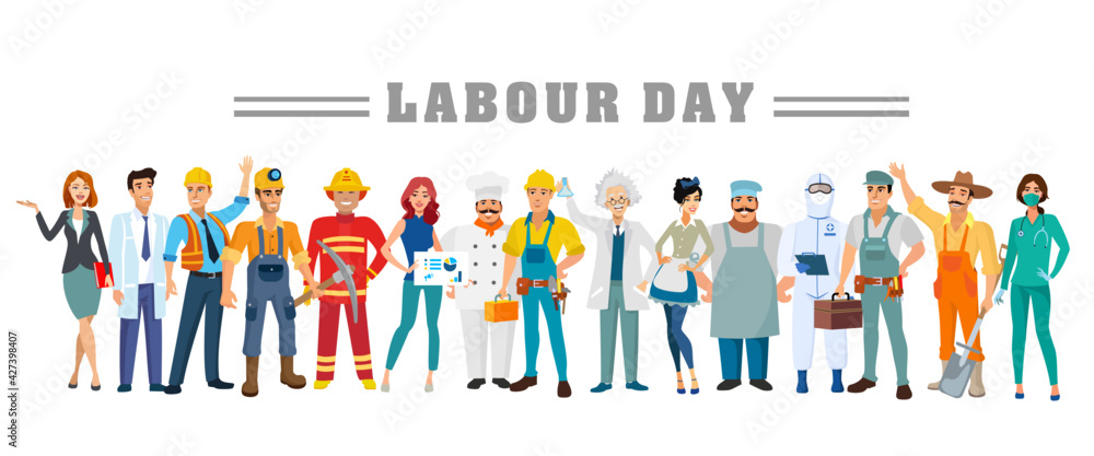 International Labor Day, May 1. Laborer Human characters isolated vector illustration.