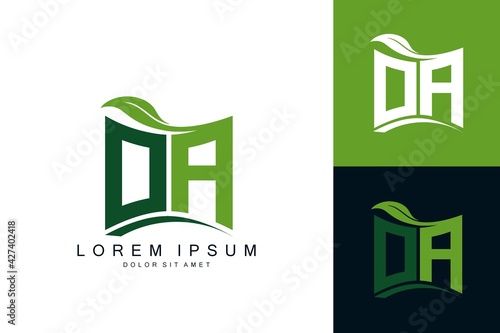 OA monogram leaf logo. natural organic premium vector design template