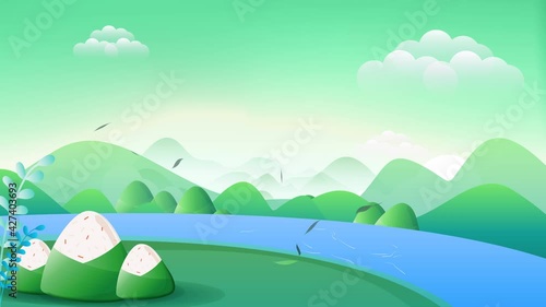4K seamless loop background for Dragon Boat Festival, and season for dumpling 