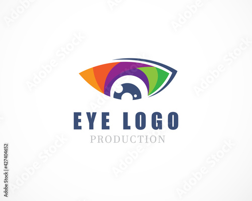 Eye Logo design vector template. Multicolored media icons. Creative Vision Logotype Concept. Colorful Eyes Logo vision.