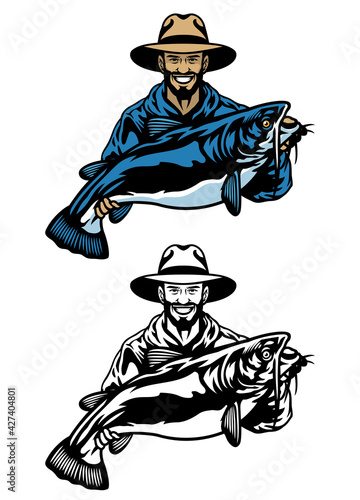 fisherman hold the big catfish