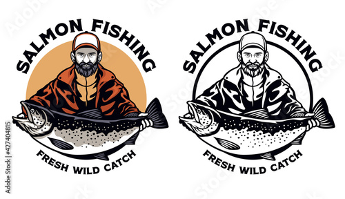 fisherman show his catch trout fish