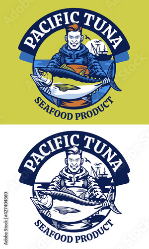 man with big catch of tuna fish