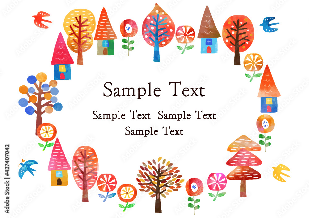 Fototapeta premium 北欧風素材_水彩フレーム