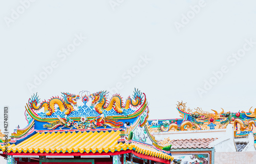 Принти на полотні Chinese Dragon On China Temple Roof
