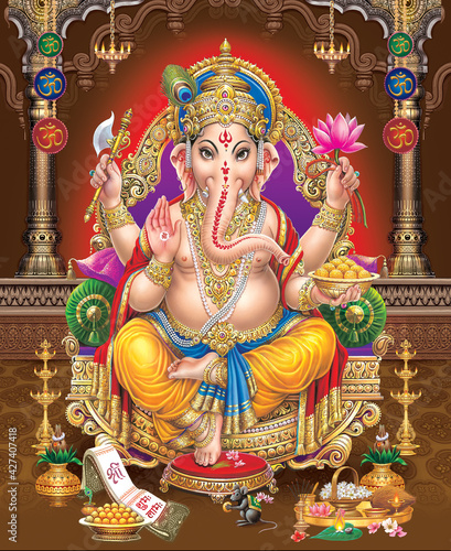 фотография High Resolution Indian Gods Lord Ganesha Digital Painting