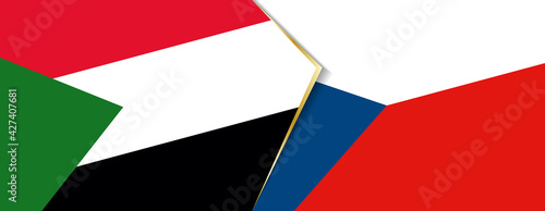 Sudan and Czech Republic flags, two vector flags.