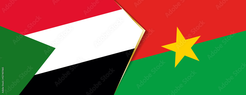Sudan and Burkina Faso flags, two vector flags. Sudan and Burkina Faso flags, two vector flags.