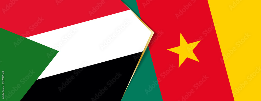 Sudan and Cameroon flags, two vector flags. Sudan and Cameroon flags, two vector flags.