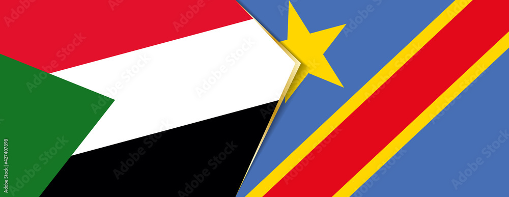 Sudan and DR Congo flags, two vector flags. Sudan and DR Congo flags, two vector flags.