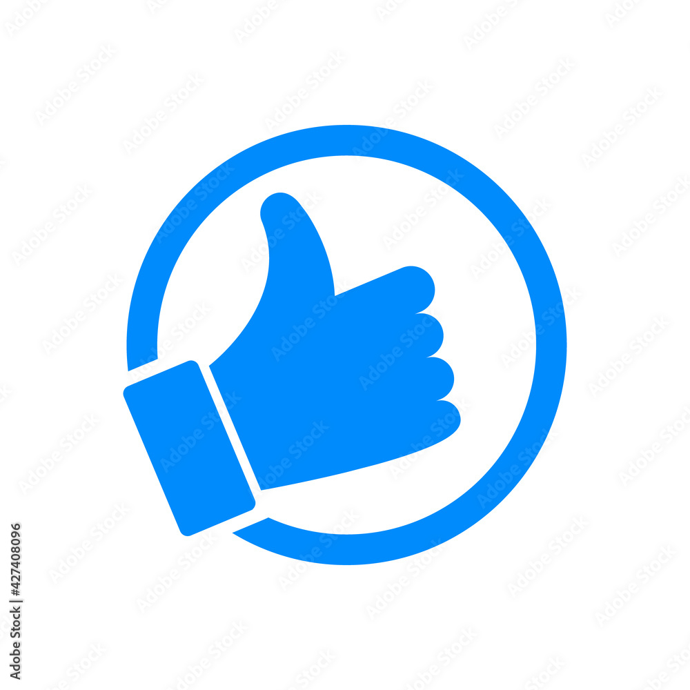Blue thumb up icon isolated on white background. Like button. Social media icon. Vector illustration Blue thumb up icon isolated on white background. Like button. Social media icon. Vector illustration