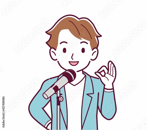 マイクで歌う人