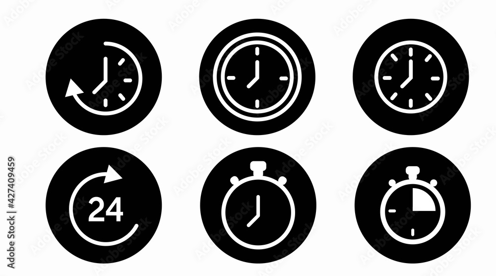 Vector Isolated Time and clock line icons. Set of vector linear icons. Vector Isolated Time and clock line icons. Set of vector linear icons.