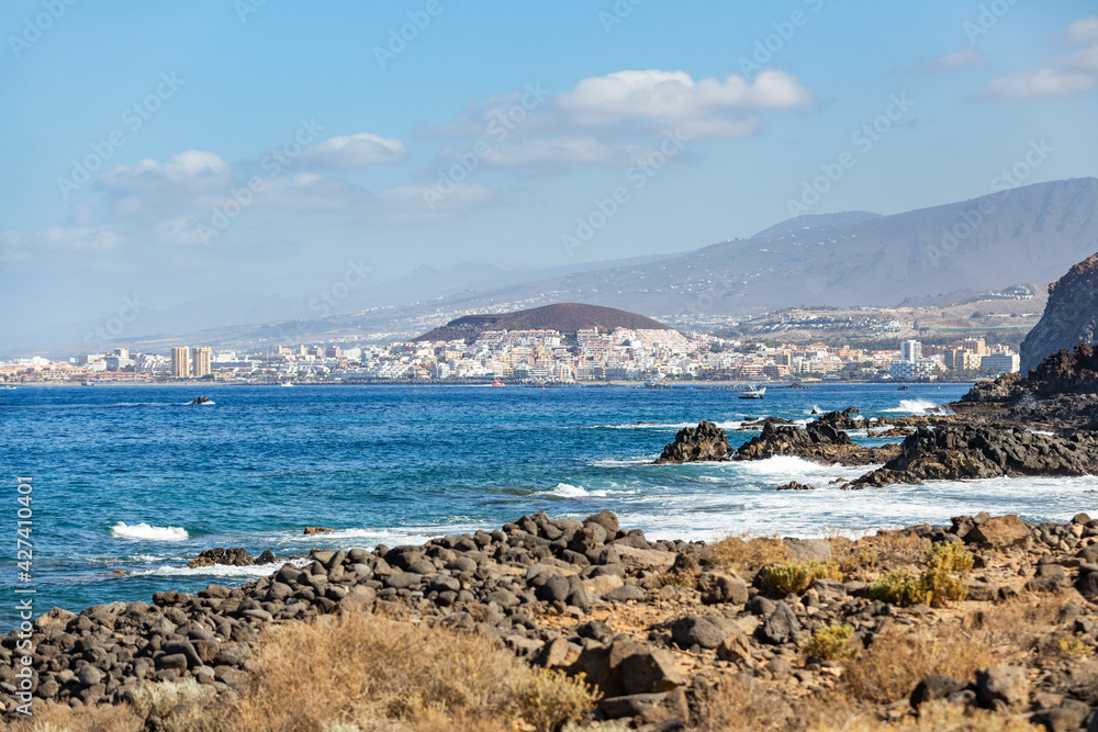 Panoramic view from coast line on Los Cristianos