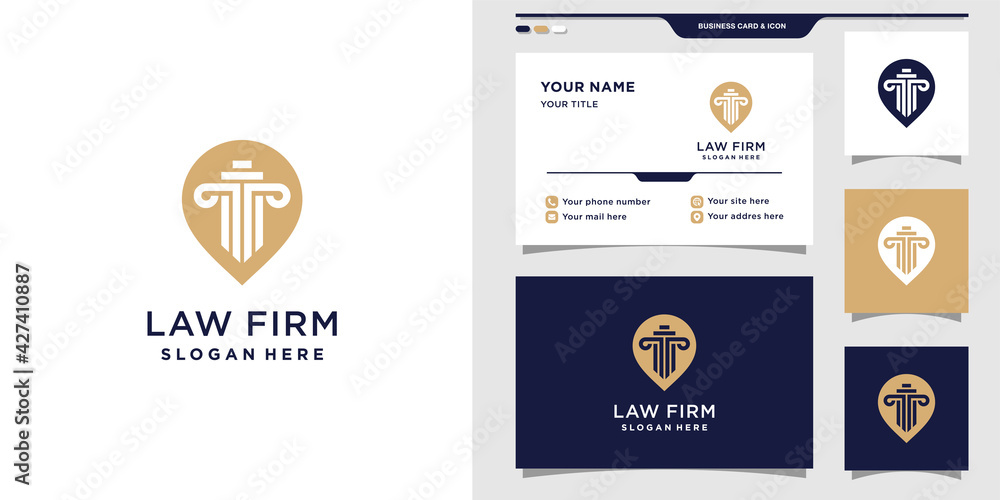 Law firm logo with bulb style and business card design. Premium Vector Law firm logo with bulb style and business card design. Premium Vector