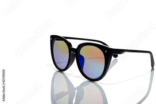Protective glasses from the sun on a white background. Isolate. Healthy eyes.