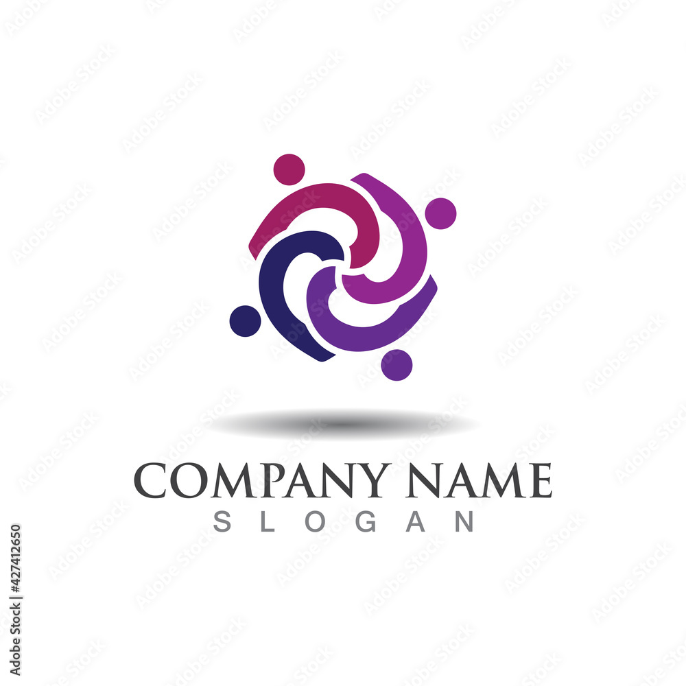 Fototapeta premium Teamwork union logo community, grup and people vector template