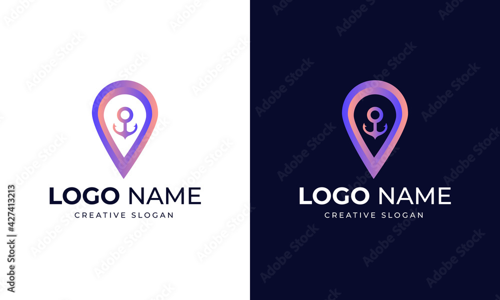 Marine Retro Emblems Logo With Anchor, Anchor logo - Vector Marine Retro Emblems Logo With Anchor, Anchor logo - Vector