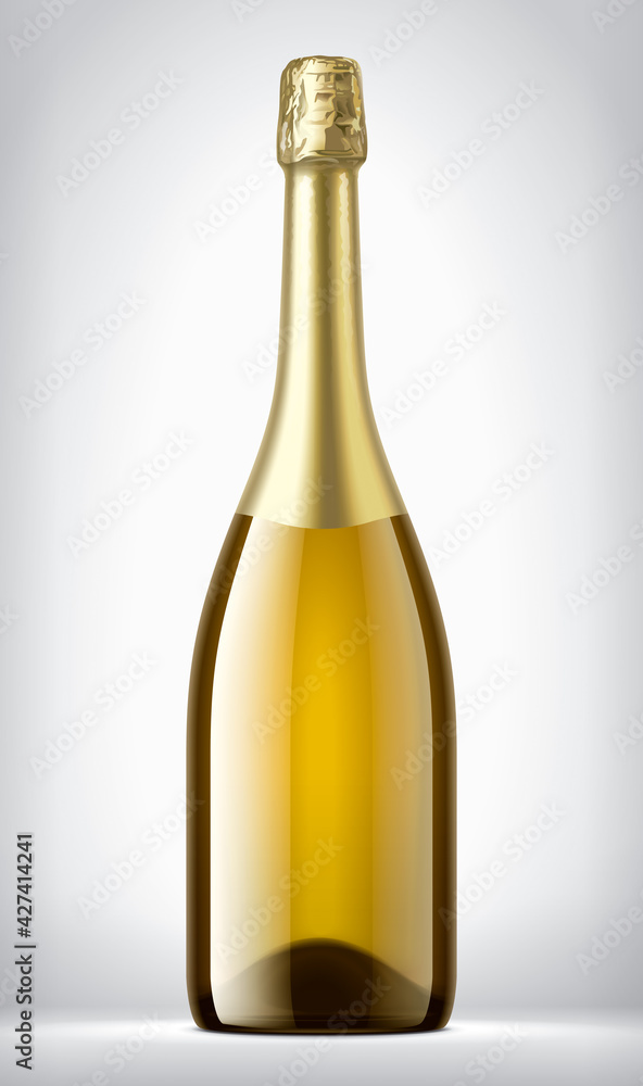 Color Glass Bottle on background with Gold Foil. Color Glass Bottle on background with Gold Foil.