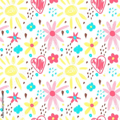 Floral seamless pattern. Hand drawing illustration