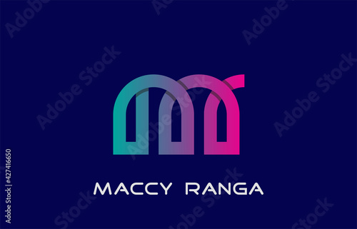 connected alphabet letter mr logo design