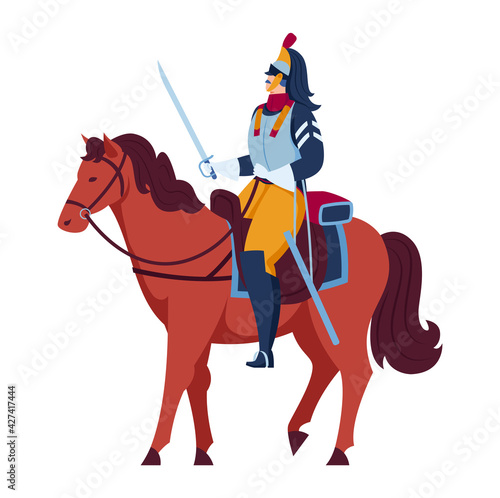 Horse rider, jockey equestrian sport, competition rider riding horse, isolated on white, design, flat style vector illustration.