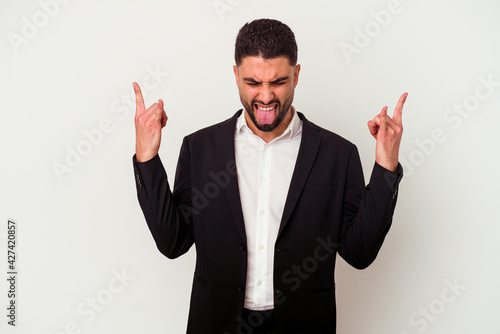 Young mixed race business man isolated on white background