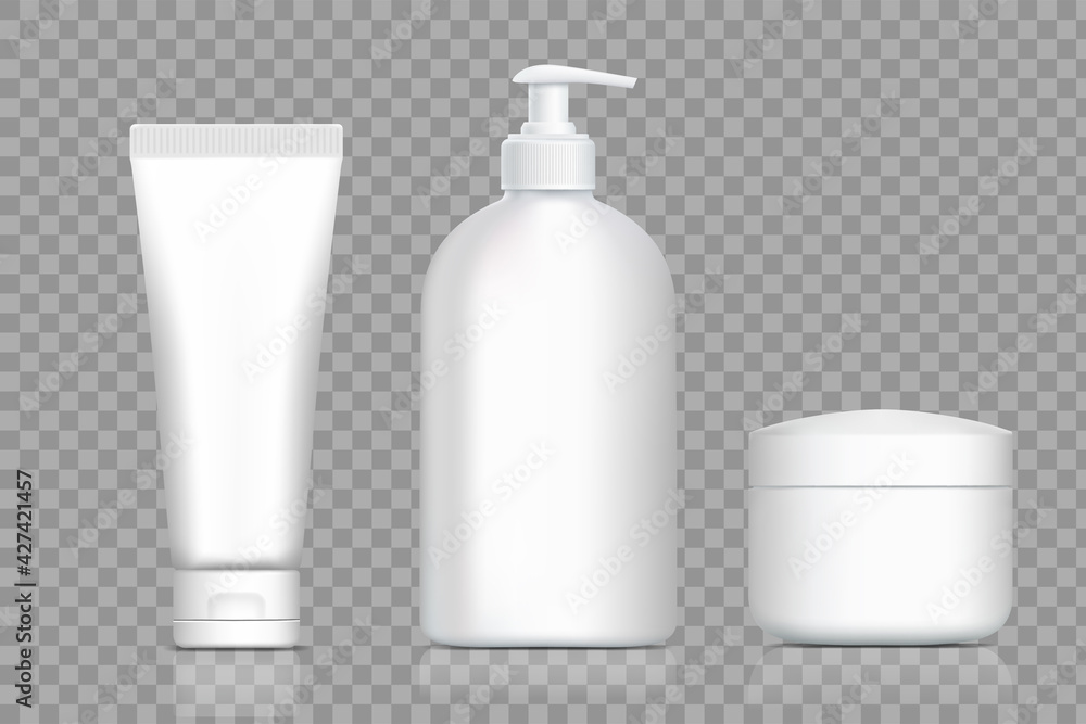 Plastic bottles for cream and soap. Packing templates set. Plastic bottles for cream and soap. Packing templates set.