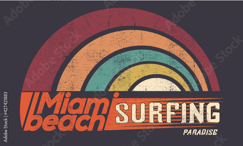 Miami beach surfing club retro t-shirt design. retro vector design artwork. summer graphic design.
