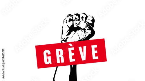 grève et poing levé