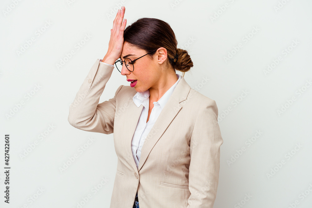 Young business caucasian woman isolated on white background Young business caucasian woman isolated on white background
