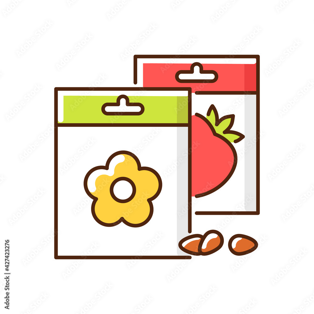 Seeds RGB color icon. Embryonic plant enclosed in protective outer hard covering. Reproduction of plants and flowers in seed plants. Isolated vector illustration