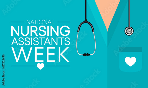 National Nursing assistants week is observed every year in June, The main role of a CNA is to provide basic care to patients and help them with daily activities. vector illustration.