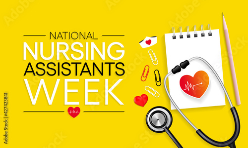 National Nursing assistants week is observed every year in June, The main role of a CNA is to provide basic care to patients and help them with daily activities. vector illustration.