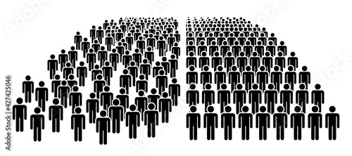 Large group of people. Concept of People Figure Pictogram Icons. Crowd signs. People standing in organized groups.