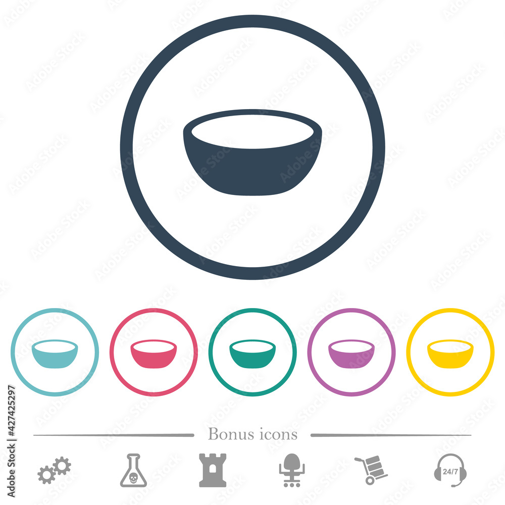 Bowl flat color icons in round outlines Bowl flat color icons in round outlines