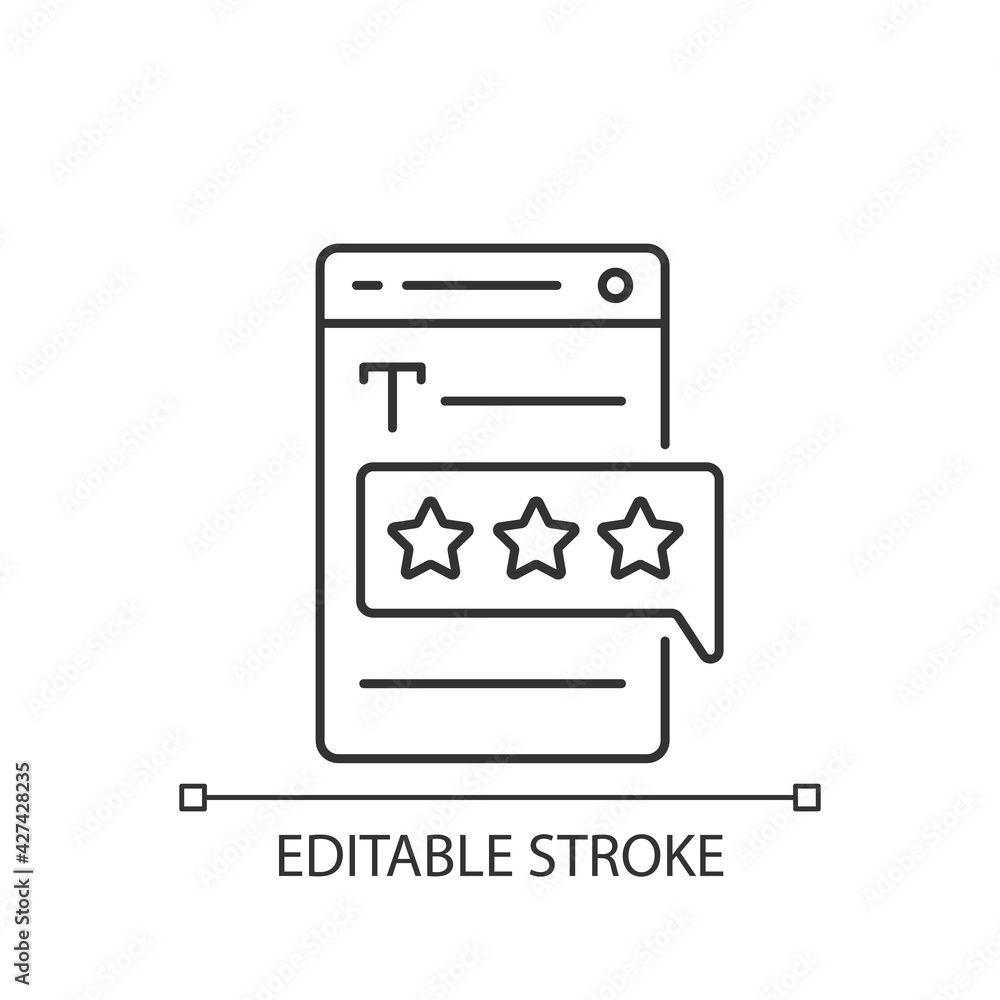 Recognized by clients linear icon. User satisfaction. Quality copywriting services. Thin line customizable illustration. Contour symbol. Vector isolated outline drawing. Editable stroke Recognized by clients linear icon. User satisfaction. Quality copywriting services. Thin line customizable illustration. Contour symbol. Vector isolated outline drawing. Editable stroke