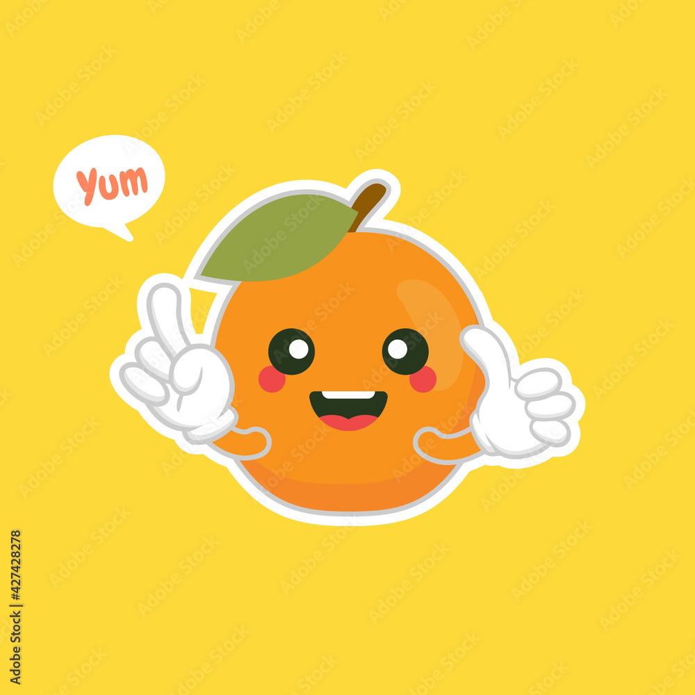Obraz premium apricot fruits emotion, emoji characters for healthy food design.Colorful friendly apricot fruit. Cute funny personage. Flat design. For children product.