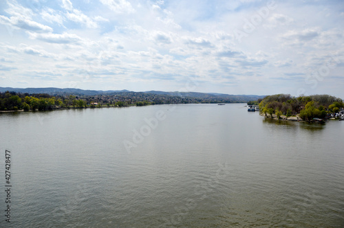 river Danube in bright spring day in Novi Sad  Vojvodina