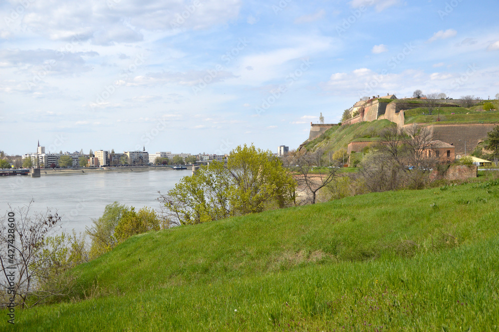 landscape by the Danube river in the spring, Novi Sad, Vojvodina