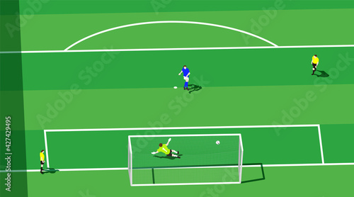 Soccer Penalty kick shooting scene. Vector