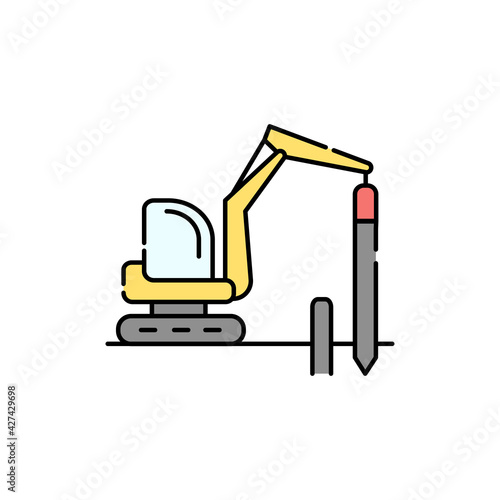 Foundation erection color line icon. Pictogram for web page, mobile app